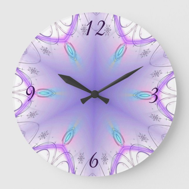 Schöne Schneeflocke-Uhr Große Wanduhr (Vorderseite)