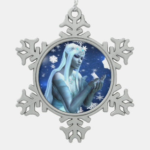 Schöne Schneekönigin Schneeflocken Zinn-Ornament