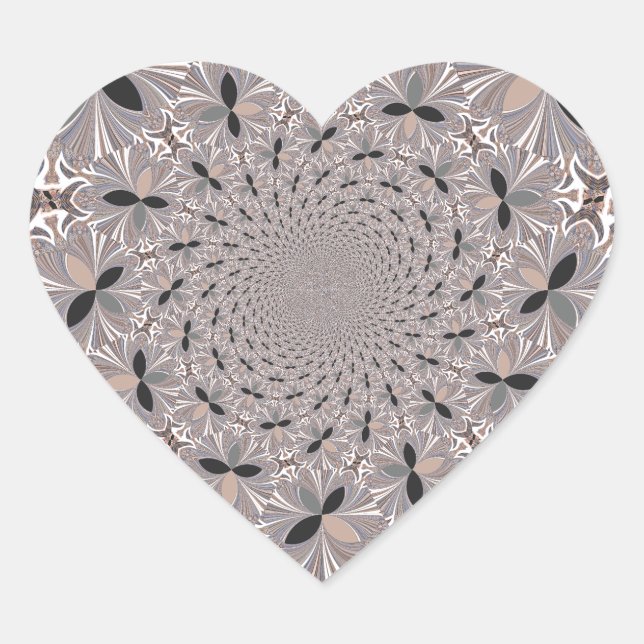 Schöne schöne Asche Grau Kaleidoskop nahtlos Herz-Aufkleber (Vorderseite)