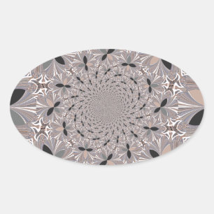 Schöne schöne Asche Grau Kaleidoskop nahtlos Ovaler Aufkleber