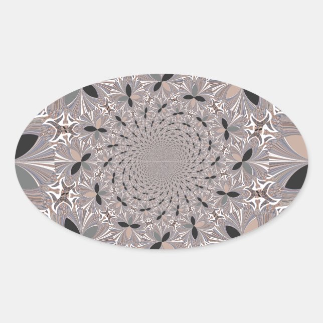 Schöne schöne Asche Grau Kaleidoskop nahtlos Ovaler Aufkleber (Vorderseite)