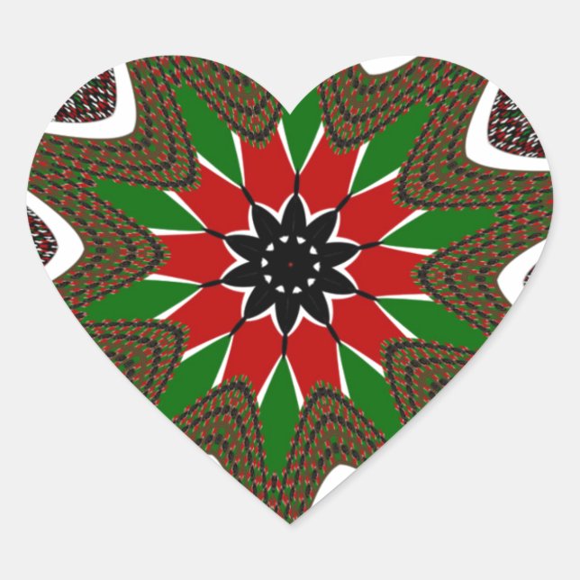 Schöne schöne Kenya Kulturmotif Geometrie Herz-Aufkleber (Vorderseite)