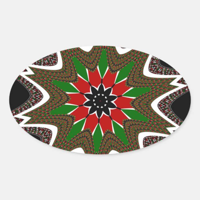 Schöne schöne Kenya Kulturmotif Geometrie Ovaler Aufkleber (Vorderseite)