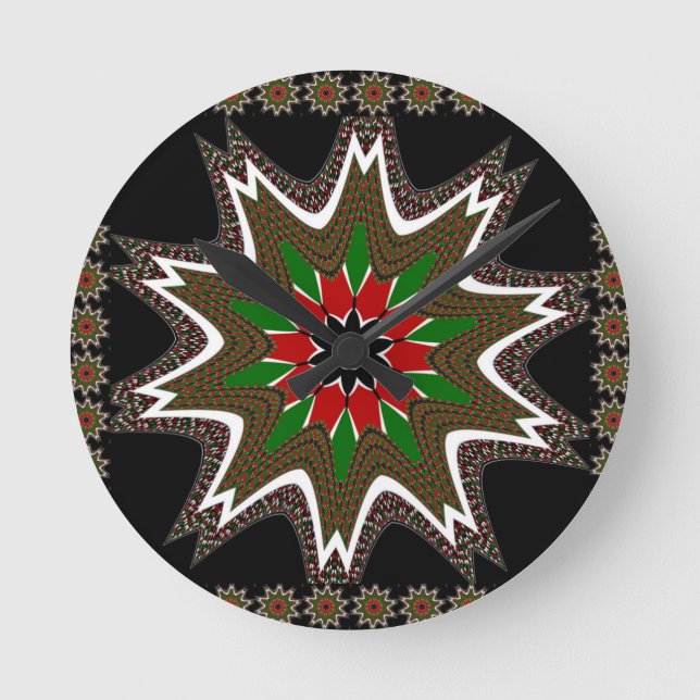 Schöne schöne Kenya Kulturmotif Geometrie Runde Wanduhr (Vorderseite)