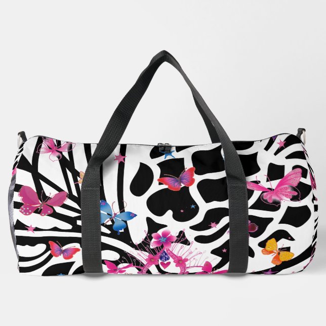 Schöne schöne, weiße und schwarze, elegante Schmet Duffle Bag (Rückseite)