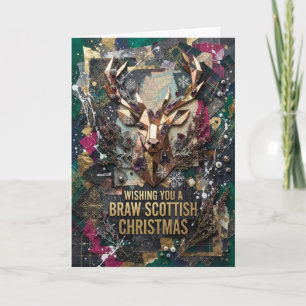 Schöne schottische Weihnachts-Hirschkarte Karte