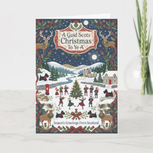 Schöne schottische Weihnachts-Hochlandkarte Karte