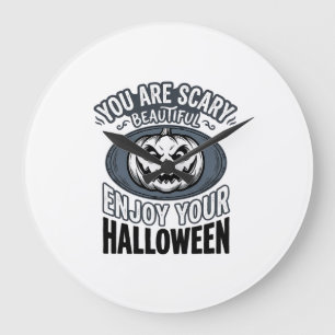 Schöne schreckliche Halloween Vintage-Kürbis-Shirt Große Wanduhr