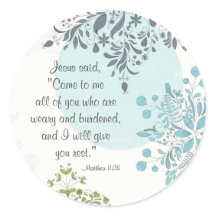 Schöne Schrift Matthew 11:28 Sticker