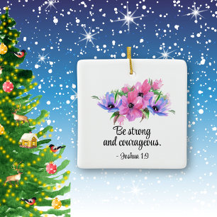 Schöne Schrift Starker Mut Floral Keramikornament