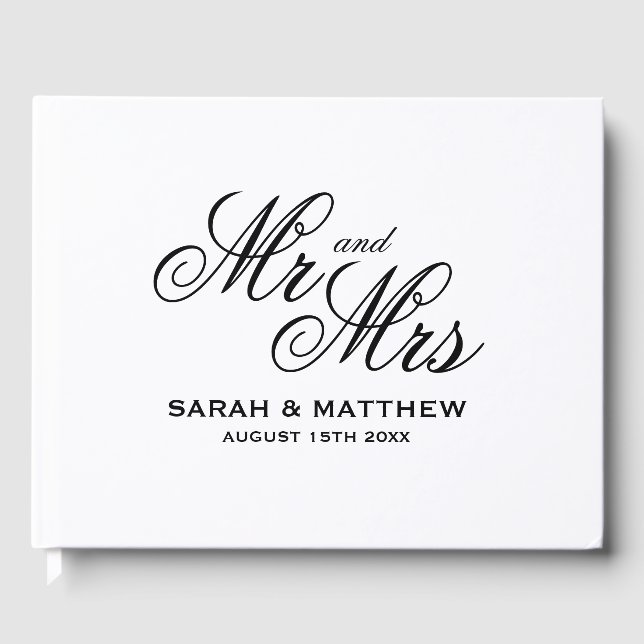 Schöne Schrift Typografie Mr. und Mrs. Gästebuch (Vorderseite)