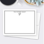 Schöne Schriftfamilieninitialen Monogramm Briefpap Mitteilungskarte<br><div class="desc">Dieses Design verfügt über einen dünnen doppelten Rahmen mit Platz für einen Namen und einem hübschen, kalligrafischen Monogramm oben. Klicken Sie auf die Schaltfläche "Anpassen", wenn Sie die Designelemente anpassen und/oder den Text weiter ändern möchten! Variationen dieses Designs, zusätzliche Farben sowie passende Produkte sind in unserem Shop erhältlich, zazzle.com/store/doodlelulu. Kontaktieren...</div>