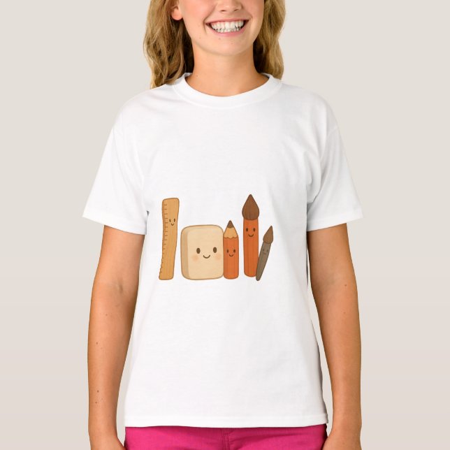 Schöne Schulwerkzeuge - Niedlich transparent T-Shirt (Vorderseite)