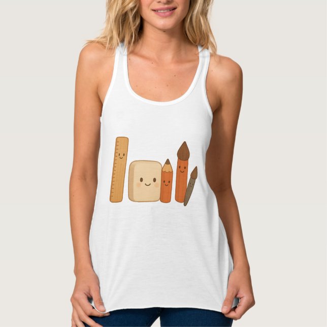 Schöne Schulwerkzeuge - Niedlich transparent Tank Top (Vorderseite)