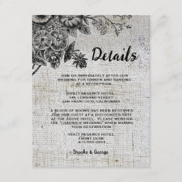 Schöne Schwarz-Grau-Blume Hochzeit Begleitkarte