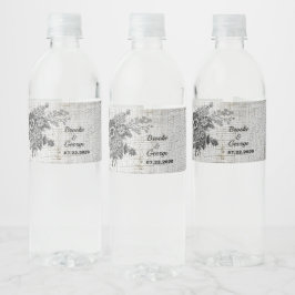 Schöne Schwarz/Grau-Blume Wasser Flaschen Etikette