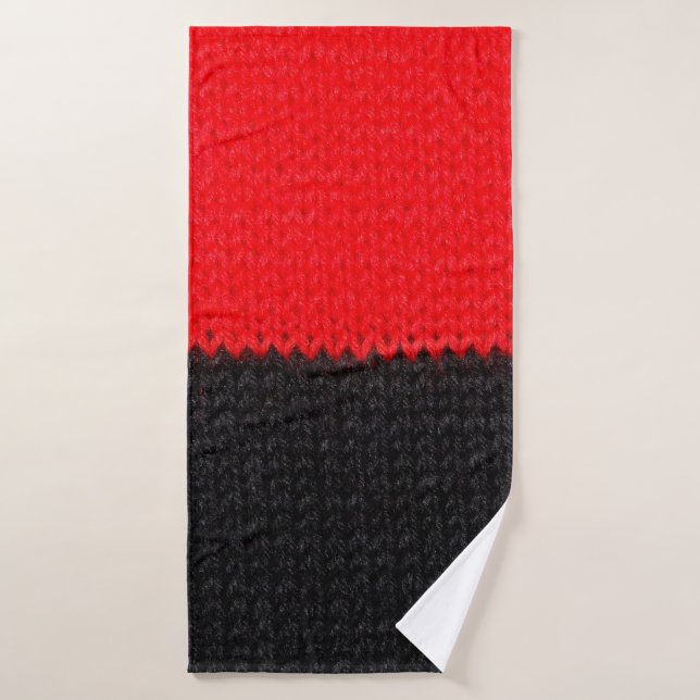 schöne, schwarz-rote Strickstoffe mit Zeichnung Badehandtuch (Badehandtuch)