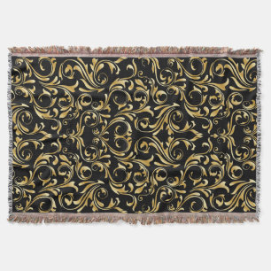Schöne Schwarz-und Golddamast-Muster Decke