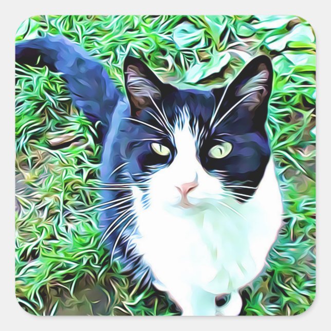 Schöne Schwarz-Weiß-Aufkleber Quadratischer Aufkleber (Vorderseite)