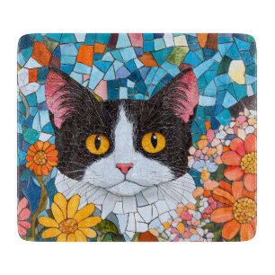 Schöne Schwarz/Weiß Katze Schneidebrett