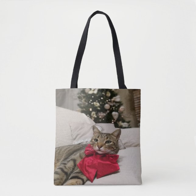 Schöne Schwarz-Weiß-Katze Tasche (Vorderseite)
