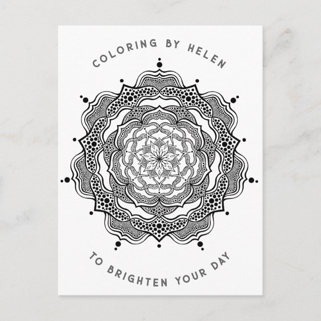 Schöne Schwarz-Weiß-Mandala-Erwachsenenfarben Postkarte (Vorderseite)