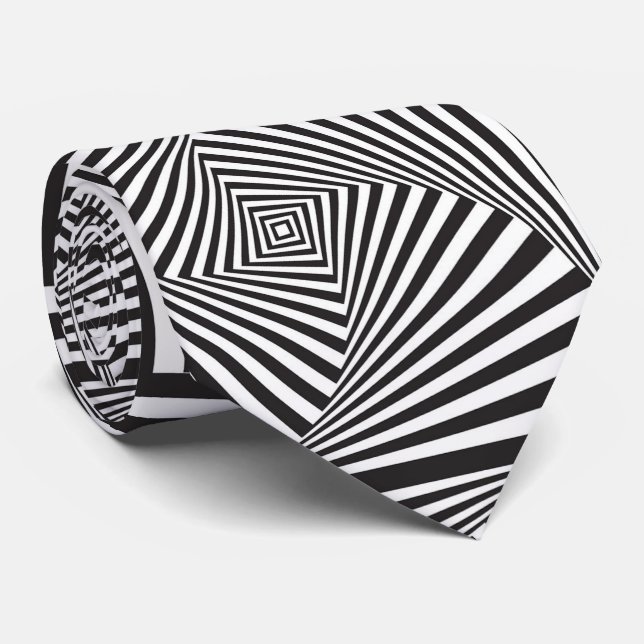 Schöne Schwarz-weiße gewundene optische Illusion Krawatte (Gerollt)