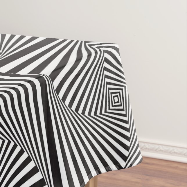 Schöne Schwarz-weiße gewundene optische Illusion Tischdecke (Beispiel)