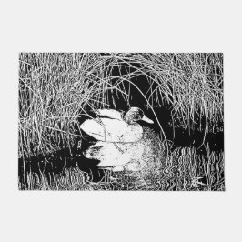 Schöne Schwarz-weiße High Contrast Mallard Duck Fußmatte