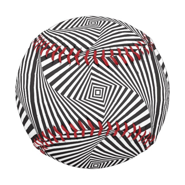 Schöne Schwarz-weiße spiralförmige optische Täusch Baseball (Rückseite)
