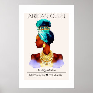 SCHÖNE SCHWARZE AFRIKANISCHE KÖNIGIN BIG GOLD NECK POSTER