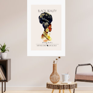 SCHÖNE SCHWARZE AFRIKANISCHE KÖNIGIN BIG GOLD NECK POSTER