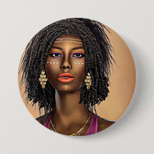 Schöne Schwarze Afrikanische Prinzessin Kunst Button