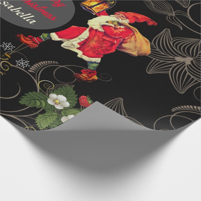 Schöne Schwarze Antike Weihnachtsüberlagerung Blum Geschenkpapier (Ecke)