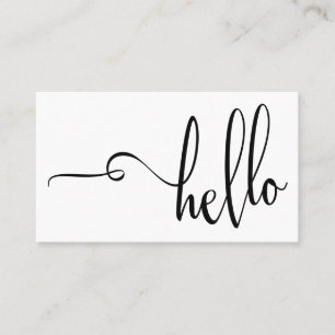 Schöne schwarze auf weißer Hello-Typografie Visitenkarte