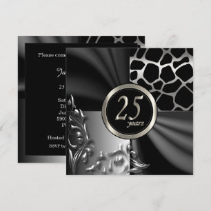 Schöne schwarze Einladung zur 25-Jahr-Feier