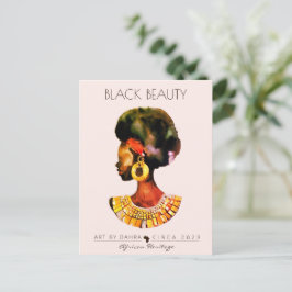 SCHÖNE SCHWARZE FRAU AFRIKANISCHE QUEE GOLD NECKLA POSTKARTE