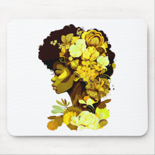 Schöne schwarze Frau Afro Königin Afrikanische Kun Mousepad