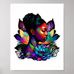 Schöne schwarze Frau Afro Königin Kunst Spaß Süß L Poster