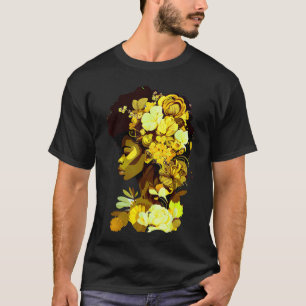 Schöne schwarze Frau Afro Queen African Art Yello T-Shirt