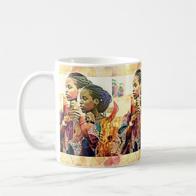Schöne schwarze Frau digital Kaffeetasse (Links)