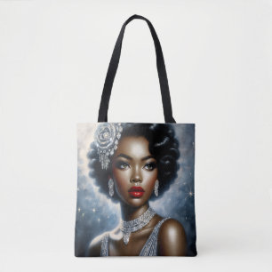 Schöne schwarze Frau Glamour-Ästhetik Tasche