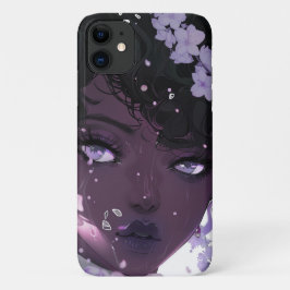 Schöne schwarze Frau mit violetten Blumen Case-Mate iPhone Hülle