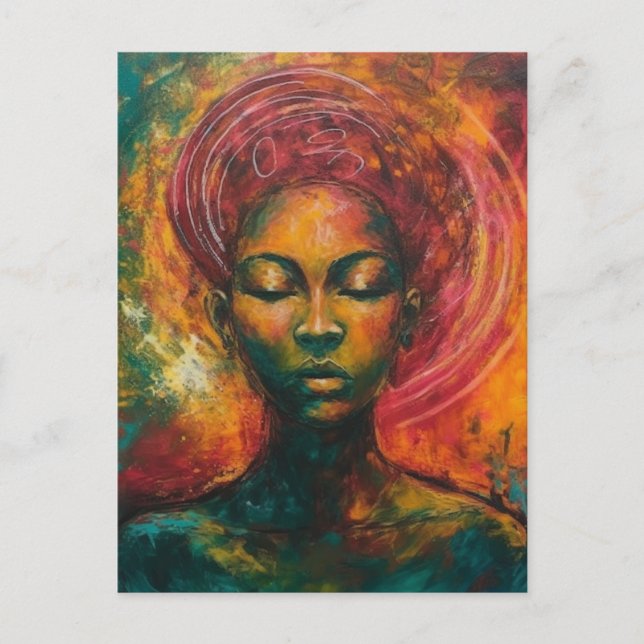 Schöne schwarze Frau Postkarte (Vorderseite)