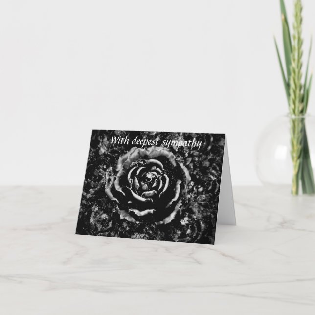 Schöne schwarze Friedhof Rose Gotische Beileid-Kar Karte (Vorderseite)