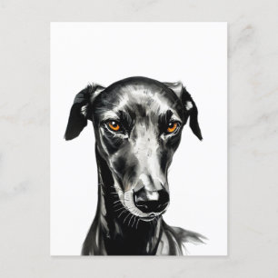 Schöne Schwarze Galgo-Abbildung für Hundeliebhaber Postkarte