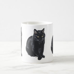Schöne schwarze Katze Kaffeetasse