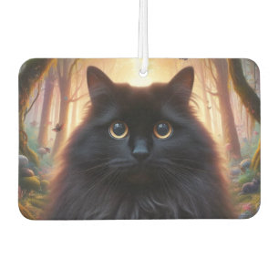 Schöne schwarze Katze mit goldenen Augen Autolufterfrischer