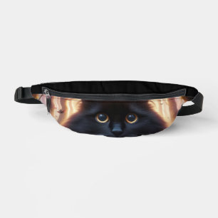 Schöne schwarze Katze mit goldenen Augen Bauchtasche