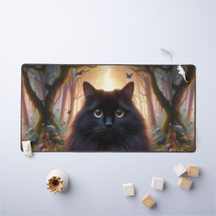 Schöne schwarze Katze mit goldenen Augen Schreibtischunterlage